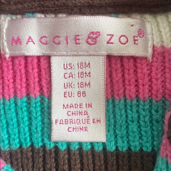 Maggie & Zoe Pink and Teal Striped Sweater - Picture 2 of 4